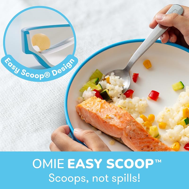 Omie Easy Scoop Toddler Plates with 2 Dividers - Blue (3 Plates + 2 Dividers) Variation: Blue