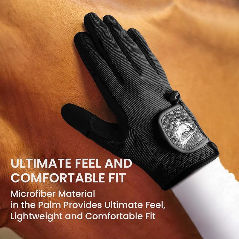 Finger Ten Horse Riding Gloves for Women - Black, Medium