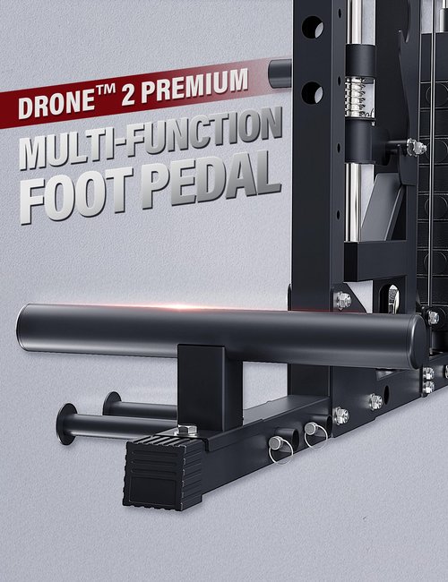 Major Fitness Drone2 Premium Smith△ Machine, All-in-One Home Gym Squat Rack with Aluminum Pulley Set, Weight Bar (BK D2AW Package(with Black Bench+230lb))