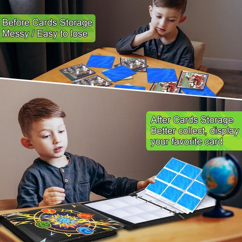 Card Binder for Cards, 9-Pocket Trading Card Binder with 50 Removable Sleeves Fits 900 Cards, Great Creative Design Card Collection Binder Album Gift for Boys Girls Aged 4 to 16 (900 Pockets)