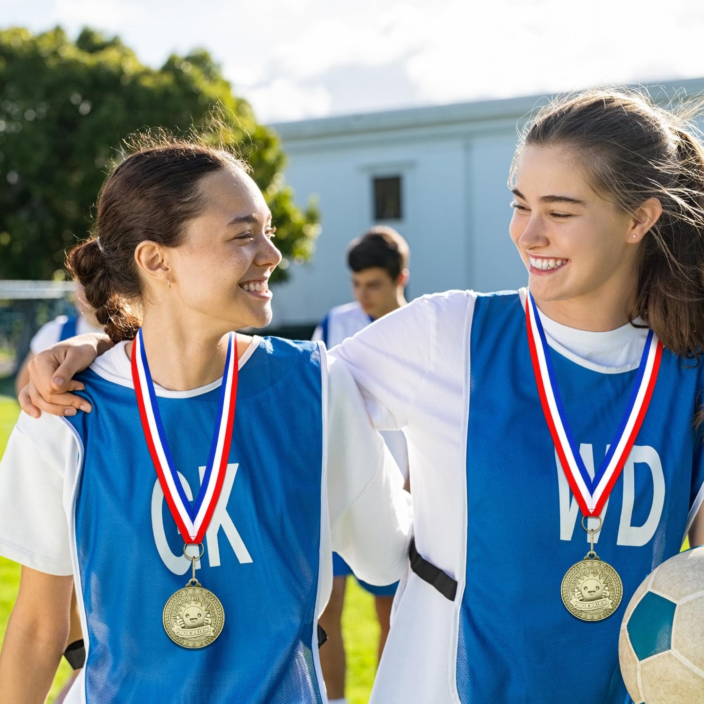 Loetere 12 Pcs Participant Award Medal with Neck Ribbon 2 Inches Metal Participation Medals Trophy for Adults Sports Competition Tournaments Event Team Prize Party Favors Decor(Classic)
