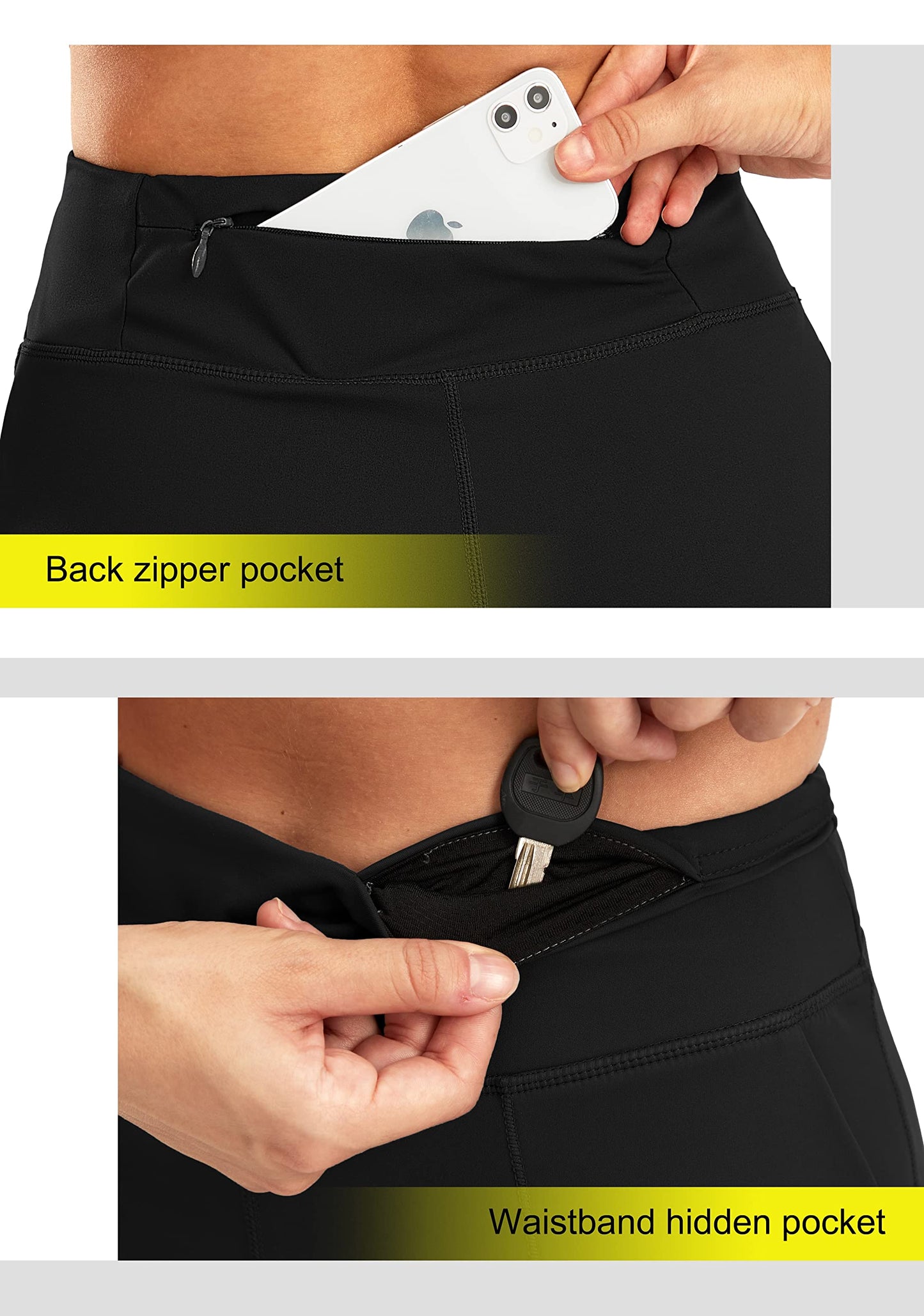 SANTINY Women's 6'' Athletic Long Shorts with 4 Pockets High Waisted Bermuda Shorts for Women Walking Running Casual (Black_XL)