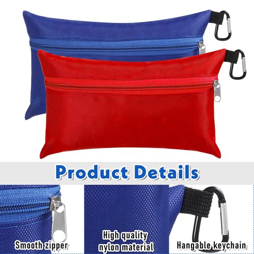 Aeaocvo 2 Pack Golf Tee Pouch, 9.84 X 5.9 Zipper Ball Clip Pouch, Golf Ball Storage Accessory Bag with Keychain for Men Women Gift