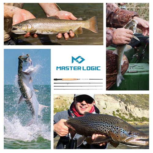 MASTER LOGIC Fly Fishing Rod and Reel Combo Starter Kit, Graphite Fly Rod with Cork Handle, Die Cast Aluminum Reel, Fly Box Case & Fishing Flies and Carrying Case and Accessories(3/4wt-7'0"-4pc)