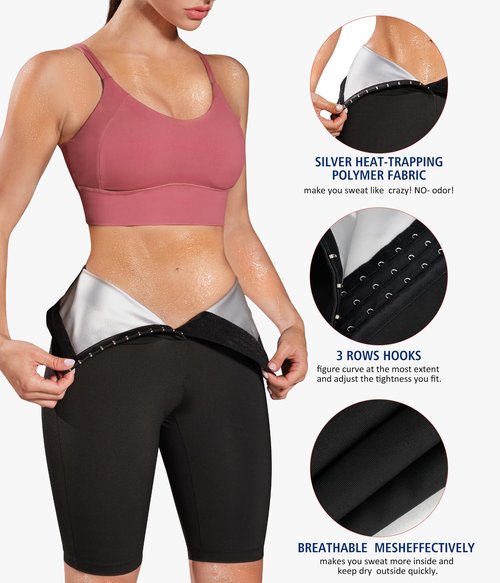 KUMAYES Sauna Sweat Pants for Women High Waist Slimming Shorts Compression Thermo Workout Exercise Body Shaper Thighs Black
