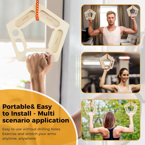 FRUITEAM Hangboard Holds in Wood for Rock Climbing,Portable Hangboard Rock Climbing,Finger Strengthener for Pull-up Grip Arm Training Indoor and Outdoor