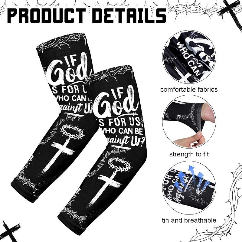Blessed Arm Sleeves, 6 Pairs Youth Sizes Small+Blessed - Christian UV Shield for Baseball, Football, Outdoor Sports