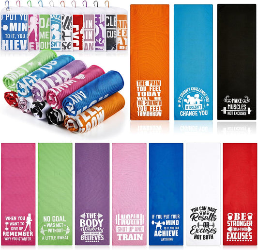 10 Pack Cooling Towel Fitness Gym Gift Sweat Workout Towels (40"x12") for Sports Exercise Fitness Neck and Face Yoga Athletes Sports
