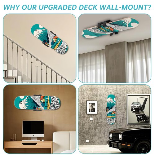 ZIDIHUB Swivel Skateboard Wall Mount, 360° Skateboard Deck Wall Mount, Suspended Display Hanger Grab, Suitable for Any Skateboard Shop and Enthusiast, Collector (1 Set)