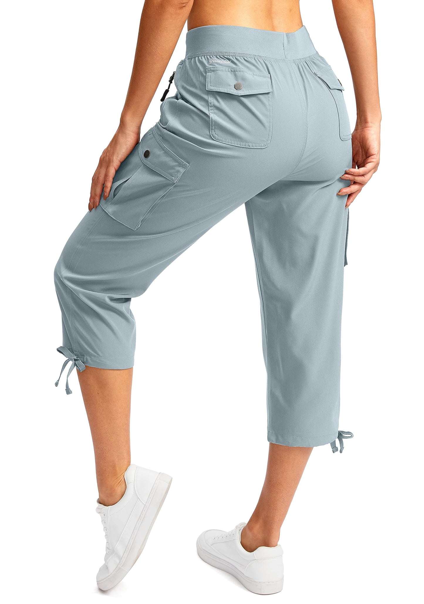 Soothfeel Women's Cargo Capris Pants with 6 Pockets Lightweight Quick Dry Travel Hiking Summer Pants for Women Casual (Light Grey, XS)