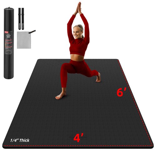 GymCope Large Yoga Mat 6'x4', Extra Thick Exercise Mat 6/8/10/12mm, Double Wide Workout Mat for Home Gym Flooring, Oversized XL Fitness Matt, Pilates, Weight Lifting, Stretch, Wrestling