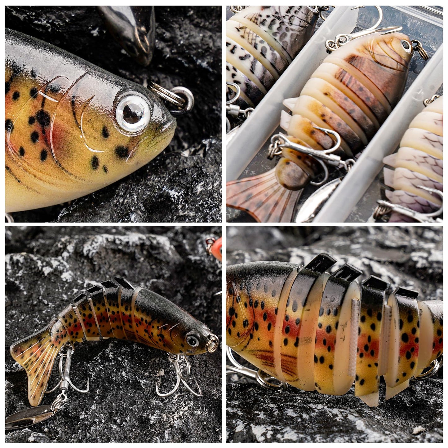 5pcs Fishing Baits with Spinner, Bionic Swimming Lures for Topwater, Jointed Slow Sinking Swimbait Lifelike Fishing Hard Baits for Bass Trout