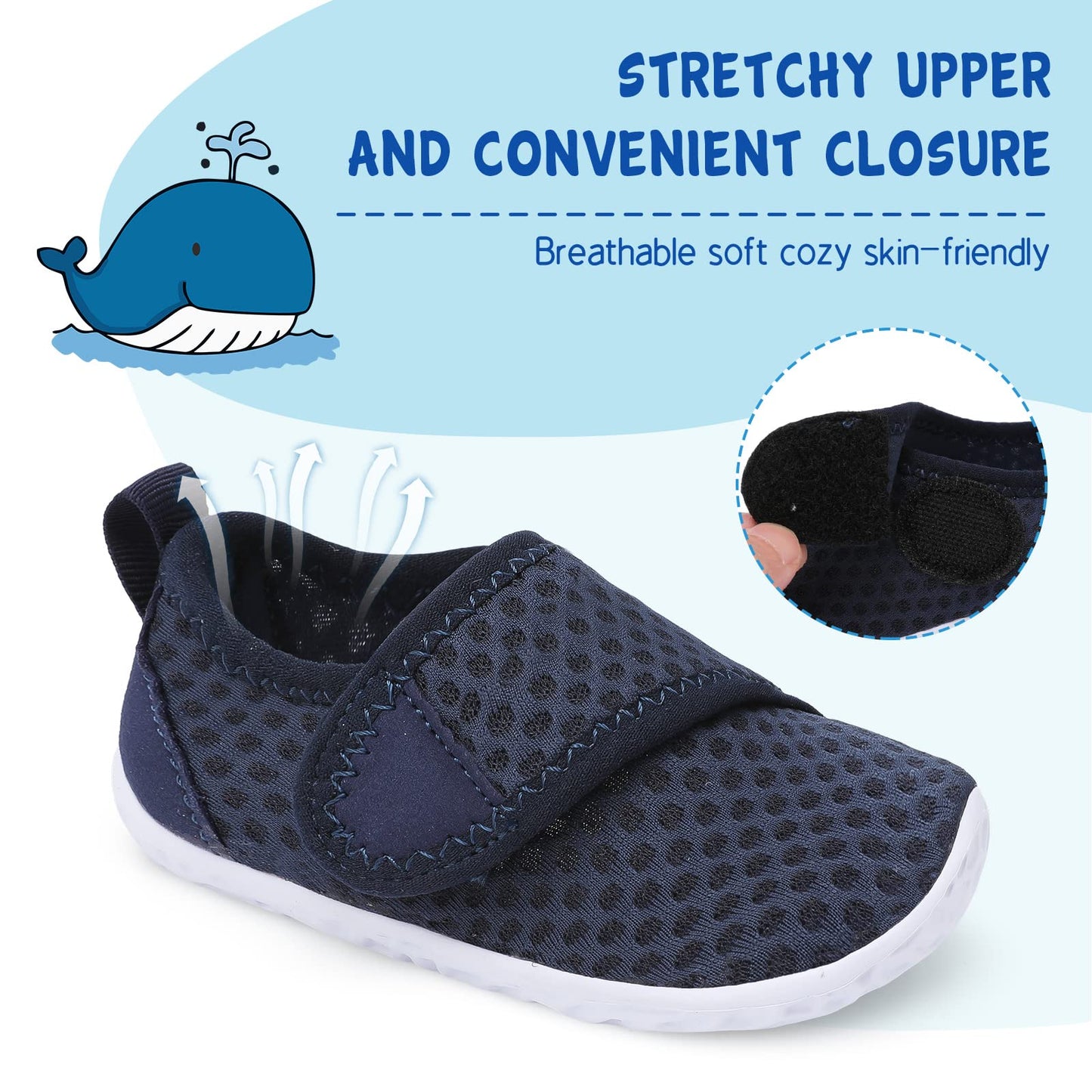 LeIsfIt Boys Girls Water Shoes Kids Aqua Socks Toddler Quick-Dry Swimming Shoes Non-Slip Summer Shoe for Beach Pool Surf, Dark Blue, 10 Toddler