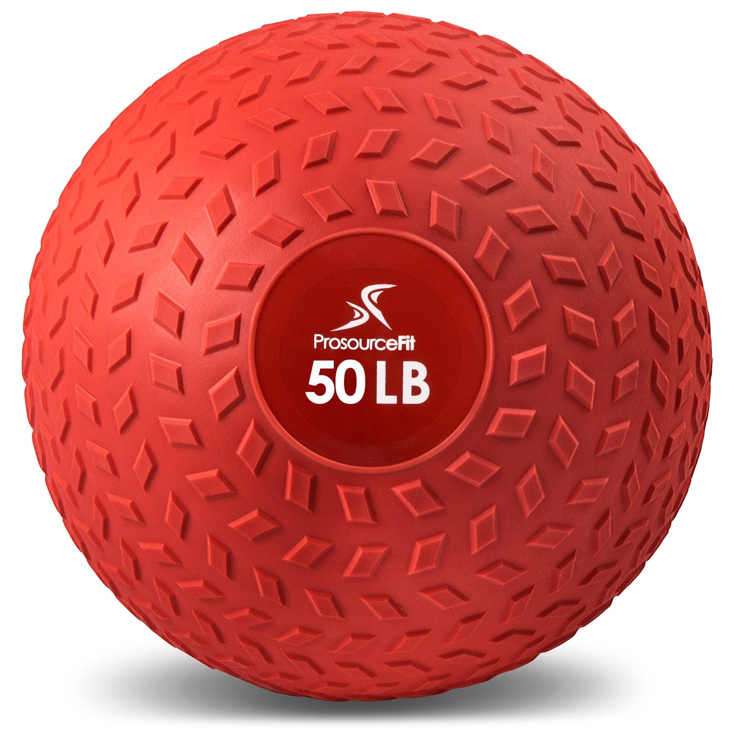 ProsourceFit Slam Medicine Ball, Tread Textured Grip Dead Weight Balls for Strength and Conditioning Exercises, Cardio and Core Workouts, 50lb, Red