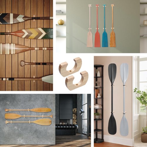 VITEAM Wooden Paddle Hold Hanger Paddle Racks Wall Storage Wall Decor Paddle hanger for Kayak, SUP, Canoe, Dragon Boat Paddles