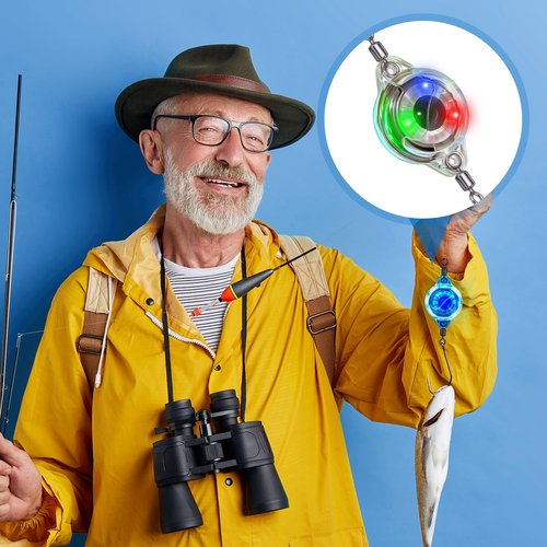 Glooglitter 10 Pcs LED Underwater Fishing Light Deep Drop Light Ice Fishing Fish Eye Lure Lighted Bait, Deep Sea LED Lures Kit, Underwater Flasher Lures