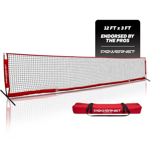 PowerNet Portable Soccer Tennis Net & Pickleball Net, Durable Weighted Metal Base, Quick Setup in Driveway, Backyard & Beach, Indoor & Outdoor Training Equipment, Includes Carry Bag (12 FT)