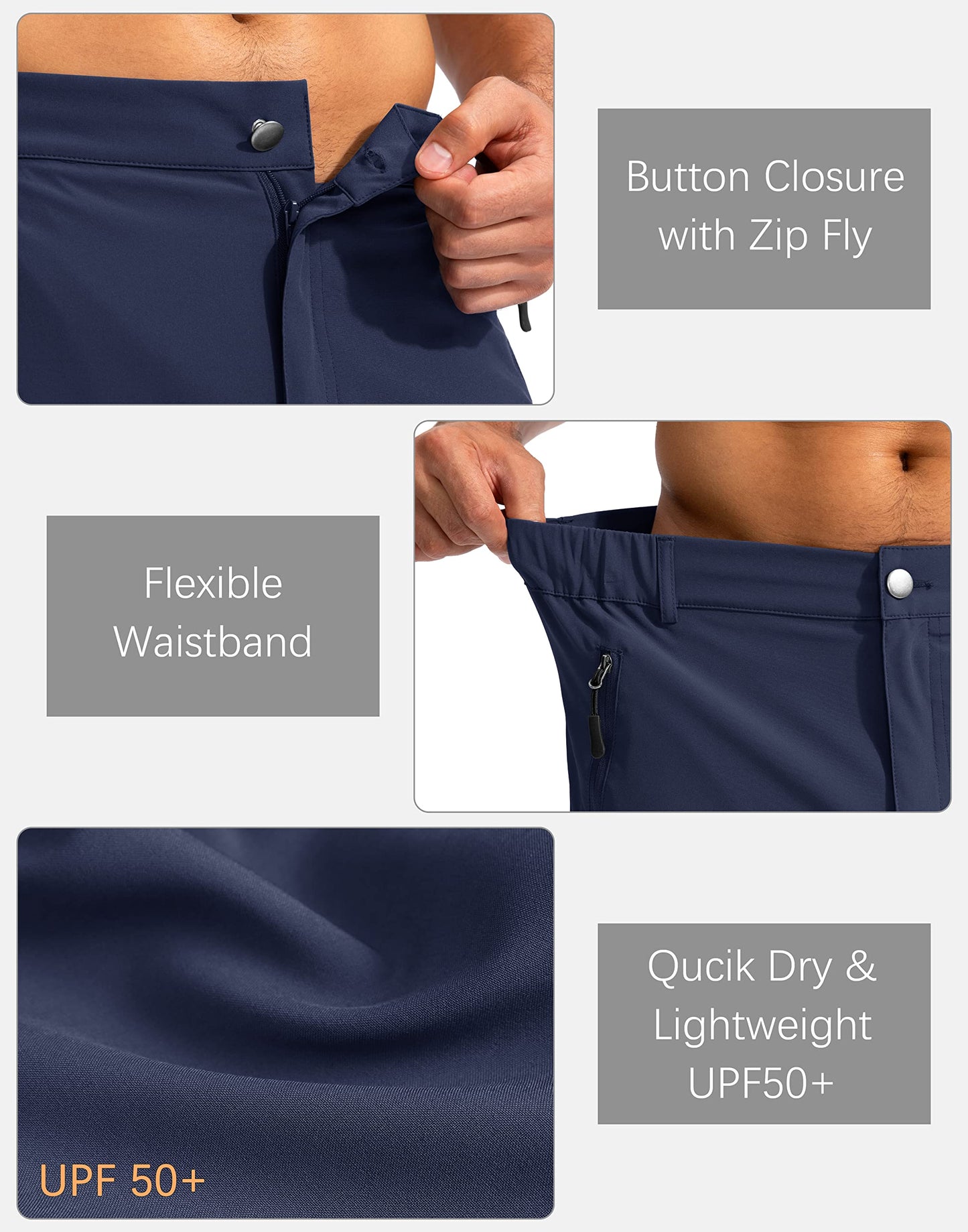 Pudolla Men's Hiking Cargo Shorts 9" Lightweight Outdoor Work Shorts for Men Travel Golf Camping Casual with 5 Zipper Pockets(Navy XX-Large)