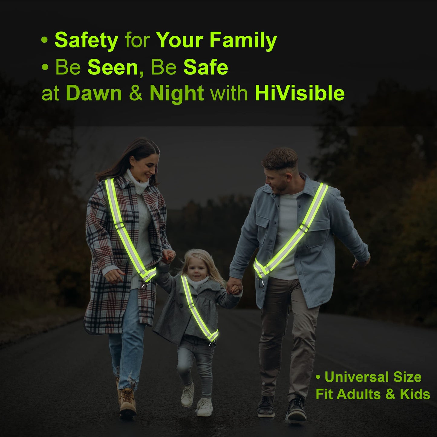 HiVisible | Reflective Sash for Walking at Night Adjustable Safety Sash for Men Women Kids Reflective Belt Sash for Running Walking Biking