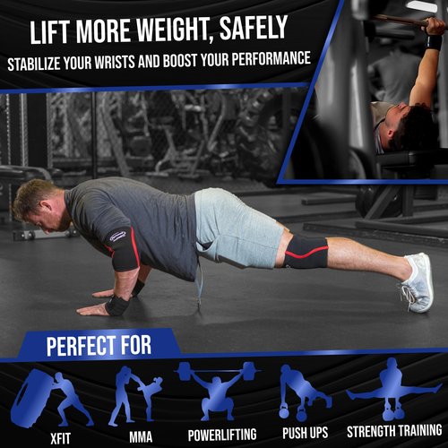 Rip Toned 18" Stiff Wrist Wraps for Maximum Support – Adjustable & Machine-Washable Wrist Straps for Weightlifting & Heavy Workouts – USPA Approved for Men & Women – Black