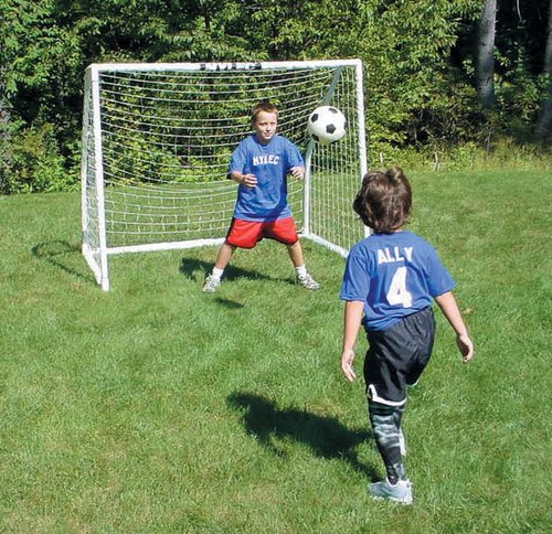 MyLec Deluxe Street Goal for Outdoor Sports, Easy Assembly, Nylon Net, Portable, Foldable Net, Sleeve Netting System, Perfect Hockey Training Gifts, Plastic PVC Tubing (White, 4 Pounds)