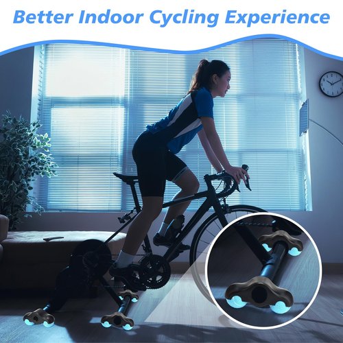 4 Pack Indoor Cycling Rocker Feet Adapters with 10 Blue Tennis Balls Stability Accessories for Smart Bike Trainer -enhanced Shock Absorption & Noise Reduction Kit for Home Workout Equipment
