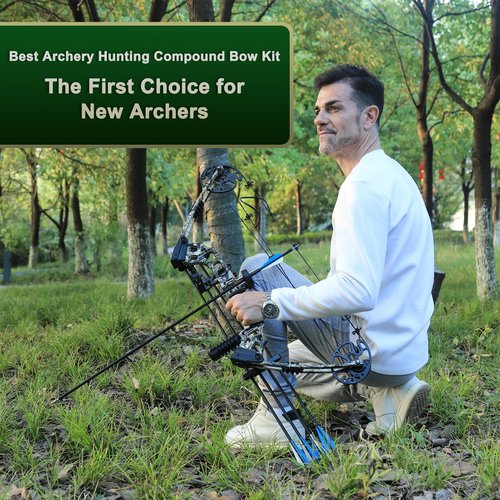 Archery Compound Bow Set for Youth and Beginner Right Handed Compound Bow Package with Archery Hunting Equipment Adjustable 20-70 Lbs Draw Weight 17"-29" Draw Length 300 fps 2025 New