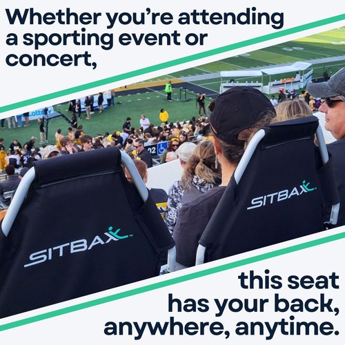 Padded Bleacher Seat – The Ultimate Reclining Stadium Chair with Full Back & Neck Support and 360° Swivel – Lightweight, Foldable, and Portable with Backpack Straps - Patent Pending - OG Black