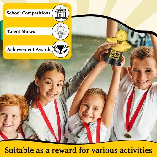 Tondiamo Small Trophy Celebrate The Top Award 6 Inch Tall Plastic MVP Funny Game Small Trophy and Awards for Employees Boss Custom Competition Gifts(Duck)