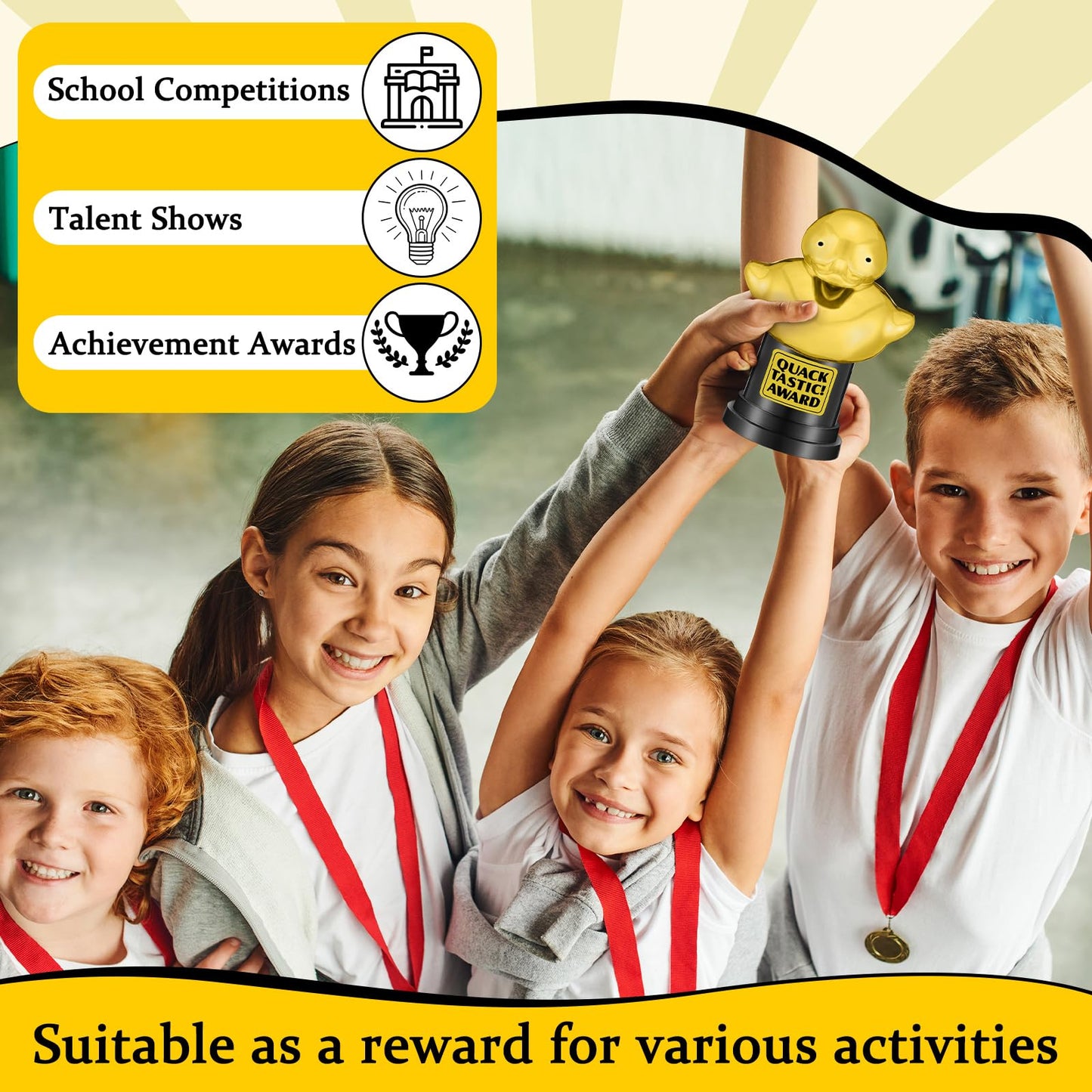 Tondiamo Small Trophy Celebrate the Top Award 6 Inch Tall Plastic MVP Funny Game Small Trophy and Awards for Employees Boss Custom Competition Gifts(Duck)