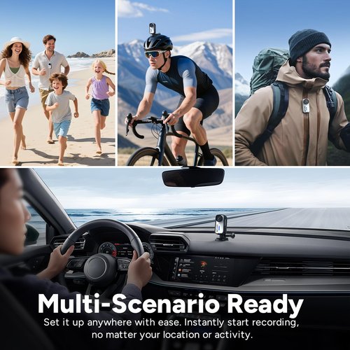 SJCAM C110+ Magnetic Combo, 4K Pocket Action Camera, 170° FOV, 6-Axis Stabilization, Mini Body Cam, Waterproof, Wearable, Portable POV, Built-in Spkr & Mic for Vlogging, with Helmet Mount Kits, White