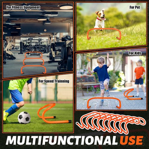 Wettarn 10 Pcs Speed Agility Training Hurdles Detachable Durable Hurdle Agility Plyometric and All Purpose Speed Training Equipment for Athletes Soccer Basketball(6 Inch,Orange)