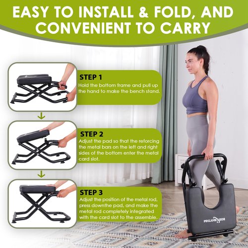 BODY RHYTHM FoldableYoga Headstand Bench, Yoga Inversion Chair, Headstand Trainer for Relieve Stress, Improve Sleep & Digestion and Strength Training, Ideal for Home Workout, Fitness and Gym (Black)
