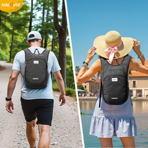 HALOVIE Small Hiking Backpack 10L Packable Lightweight Daypack Foldable Travel Back Pack for Women Men(Black)