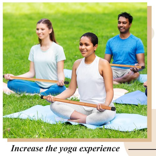 Hiboom 6 Pcs 26 inch Yoga Stick Natural Bamboo Exercise Stick with Non-Slip Rubber Ends Stretching Tool Posture Corrector Stretch Tool for Flexibility, Workout, Balance Fitness
