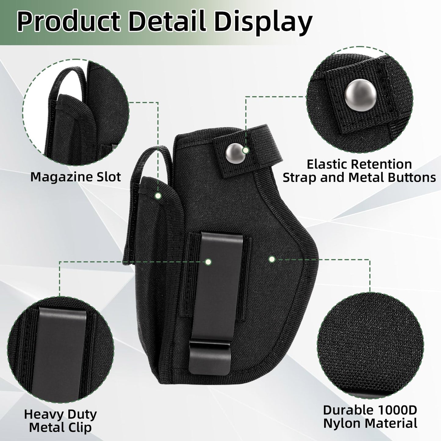 9mm Gun Holster for Men&Women, IWB/OWB Concealed Carry 380 Pistol Holsters, Right&Left Hand Gun Pouch Fits Glock 19/17/26/27/43x, 1911, Sig, S&W M&P, and Similar Handguns
