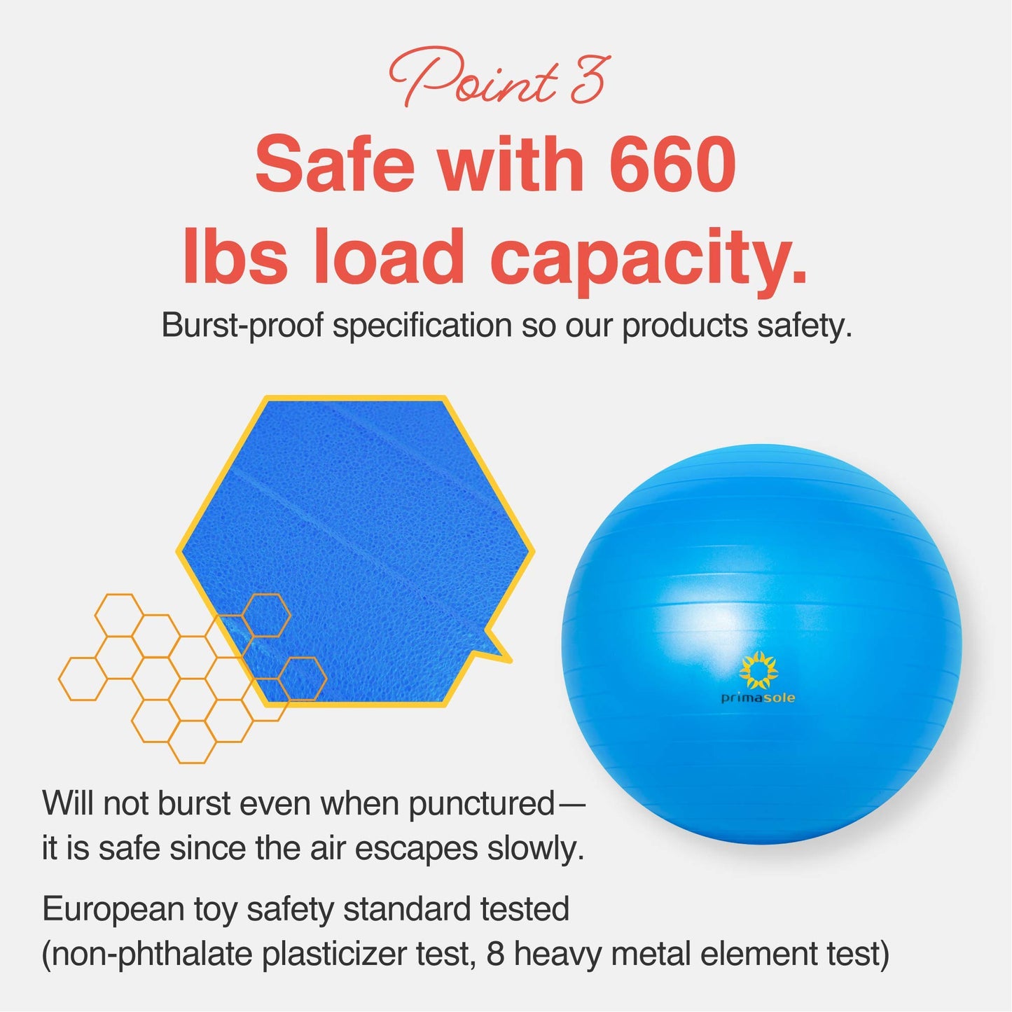 PRIMASOLE Exercise Ball for Balance Stability Fitness Workout Yoga Pilates at Home Office & Gym 55cm Blue