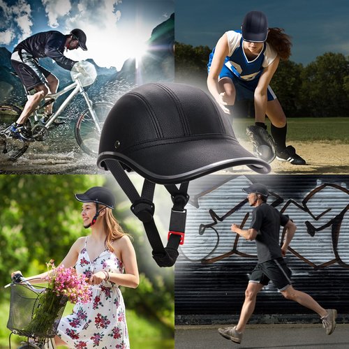 Bicycle Helmet PU for Adults Small/Large Baseball Cap Bike Helmet for Women and Men Adjustable Safe Sunshade 21.7-24.4 INCH Bike Cycling Helmets (Black, Large)