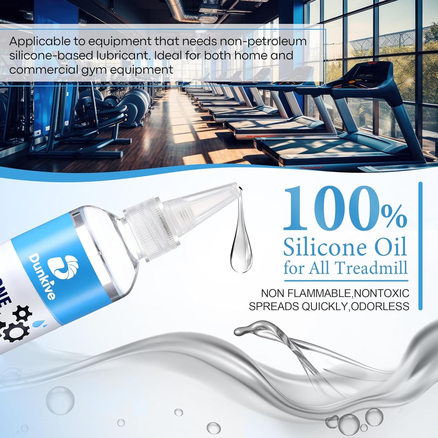 120ml/4oz Treadmill Lubricant with 24inch Foldable Applicator, Pure Silicone Walking Pad Oil Lube for Treadmill Belt Lubrication