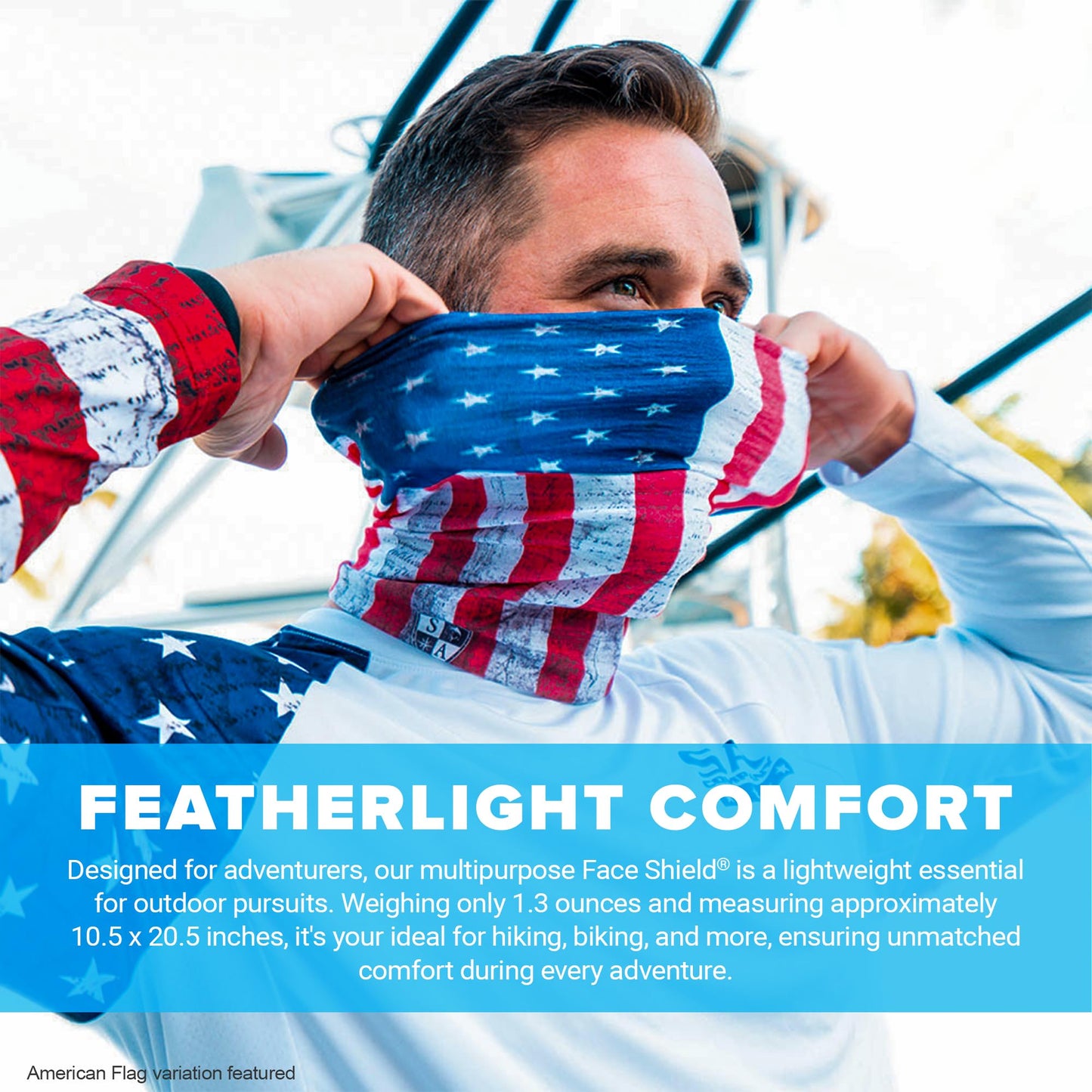 S A Company 5 Pack UV Face Shield Multipurpose Protector Neck Gaiter Elastic Face Mask Patriotic Design for Men, Blackout American Flag