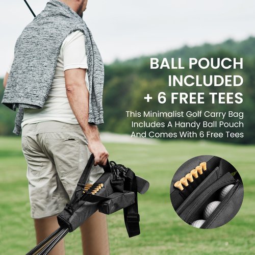 FINGER TEN Golf Club Bag Mini Lightweight for Men Women Ladies Kids with/Without Ball Pouch Pack, Portable for Driving Range Carrier Course Training Case (1Pc in Black with Ball Pouch)