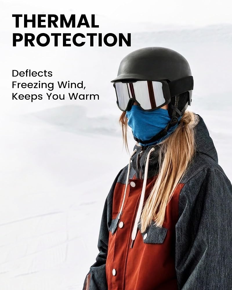 Merino 100% Wool Neck Gaiter Face Mask, 17.5µm, Unisex, 2 Pack - Black