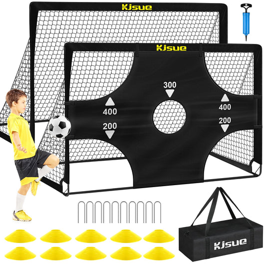 Kids Soccer Goals for Backyard Set, 2 of 6x4 ft Portable Pop Up Soccer Goal Training Equipment, Soccer Net with Target, Soccer Ball, Cones, Soccer Set for Kids Youth Toddler Sports Outdoor Games