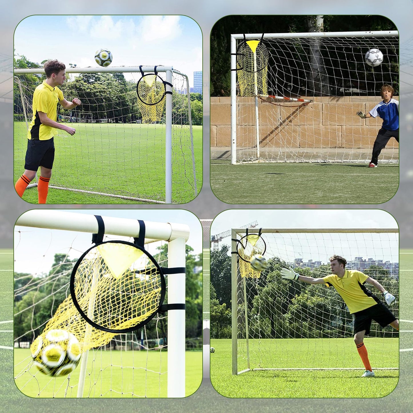 2Pcs Soccer Goals for Backyard, Football Target Nets for Throwing 17x28inch Football Trainer Throwing Net Soccer Gear Practice Equipment or Improving Throw Accuracy, Portable Footballs Accessories