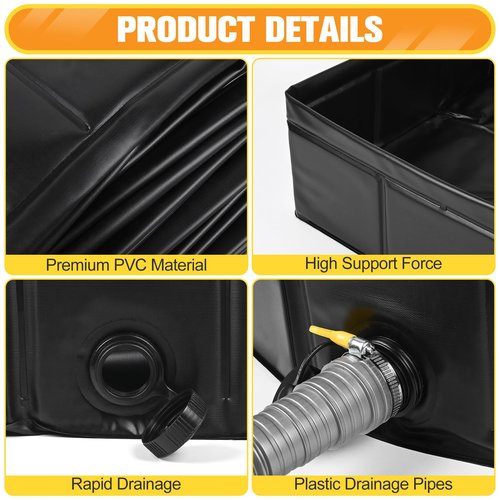 Tottist Upgraded Portable Shower Pan 41"x41"x5" - Heavy-Duty Non-Slip Base with Drain Hole & Mesh Storage Bag | Collapsible Camp Shower Tray for RV, Beach, Glamping | Leakproof Outdoor Bath Floor