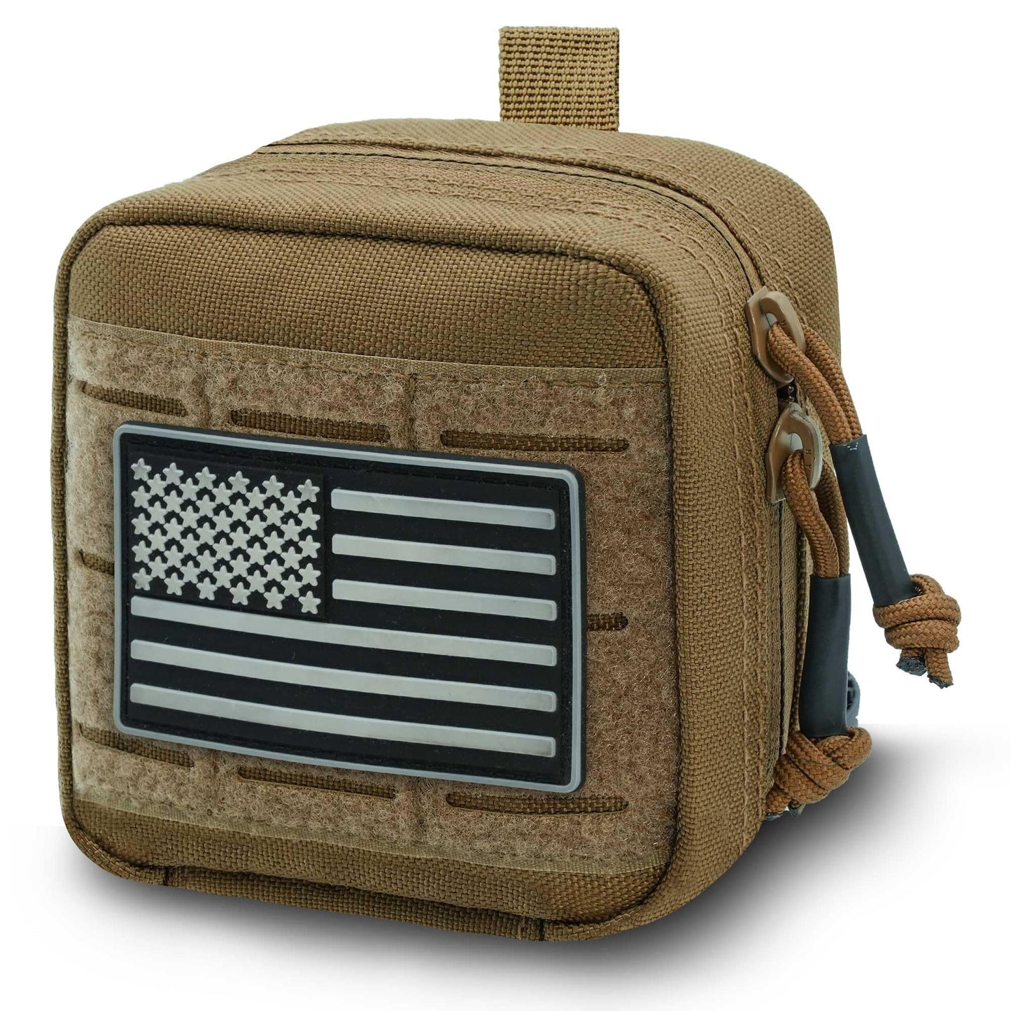 Tactical Molle Admin Panel Pouch Small, 2 Pack Utility Laser Cut EDC Tool Pouch Bag Horizontal Modular Pouches Include US Flag Patch