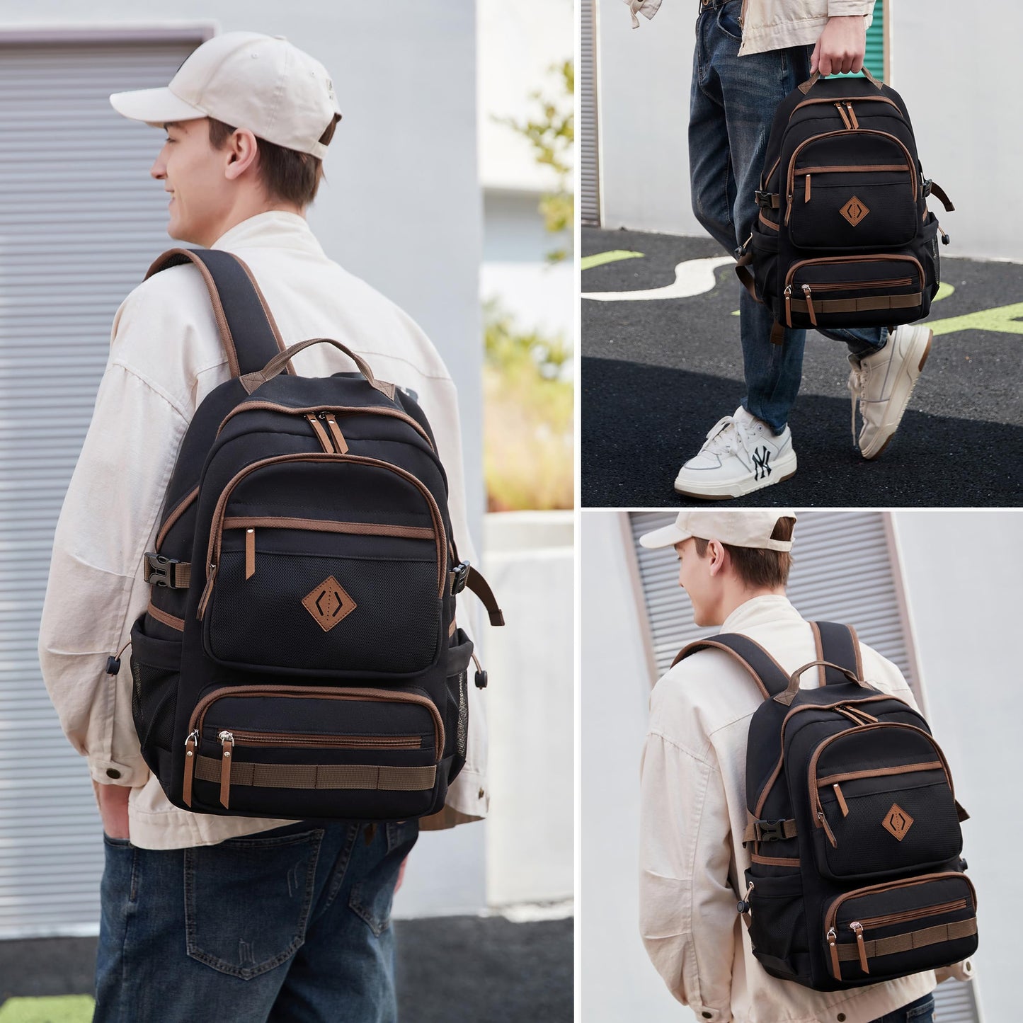 Caoroky knight Laptop Backpacks College Bookbags Women Men Anti Theft Travel Backpacks Large Elementary Middle High School Bags for Kids Teens Girls Boys Students Adults Causal Daypack-Black