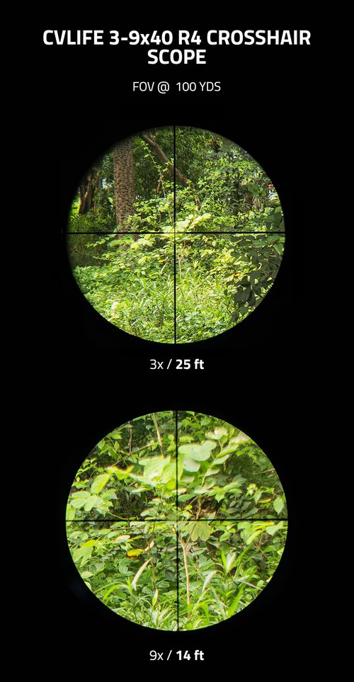CVLIFE 3-9x40 Optics R4 Reticle Crosshair Scope with 20mm Scope Mounts, Black