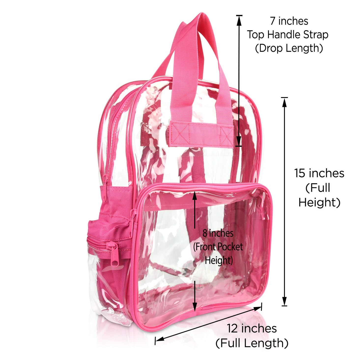DALIX Clear Backpack Bags Smooth Plastic (Hot Pink)
