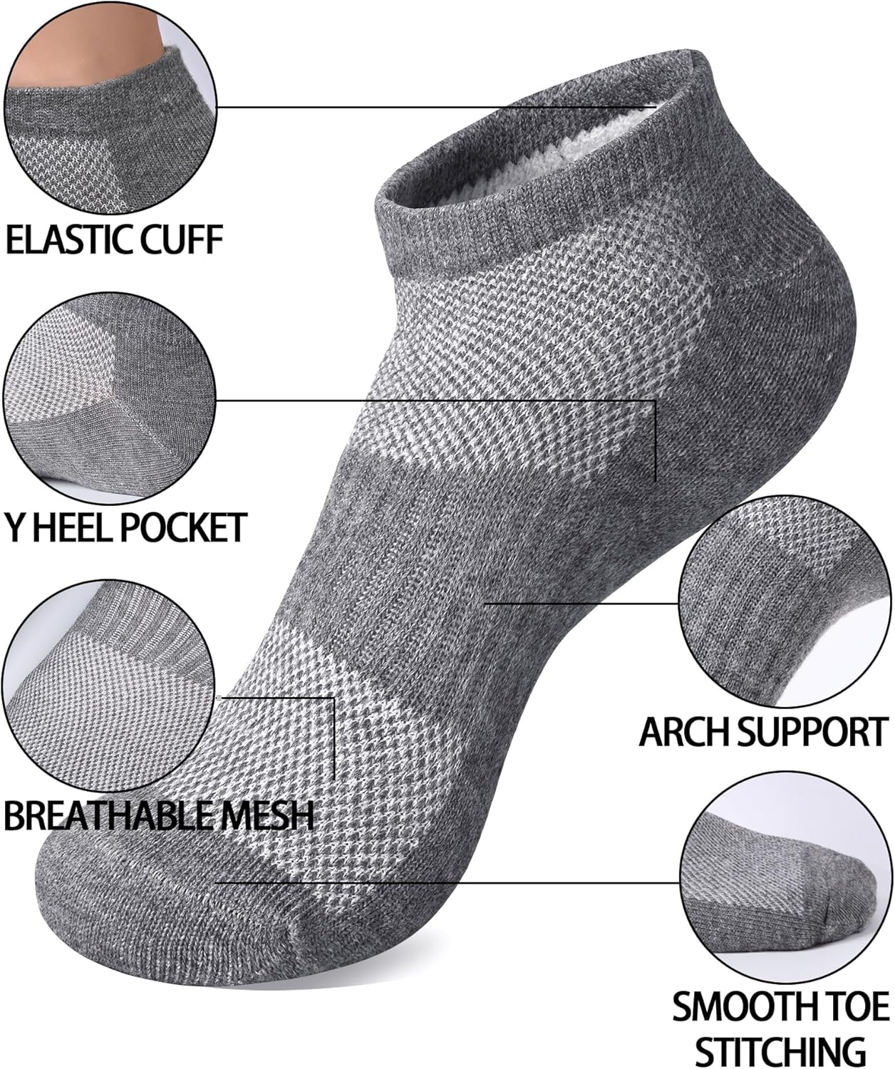 10 Pairs Kids Socks for Boys Girls Ankle Athletic Low Cut Socks Half Cushioned Crew Cotton No Show Running Sock